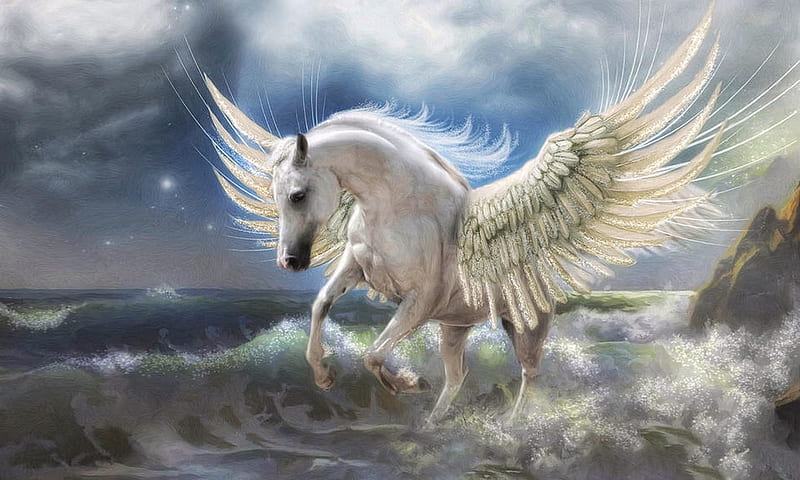 White Pegasus Childrens Fairytale Wallpaper Wall Mural