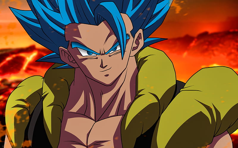 Gogeta Super Saiyan Blue DBS, artwork, Dragon Ball Super, Dragon Ball Z, DBZ, HD wallpaper