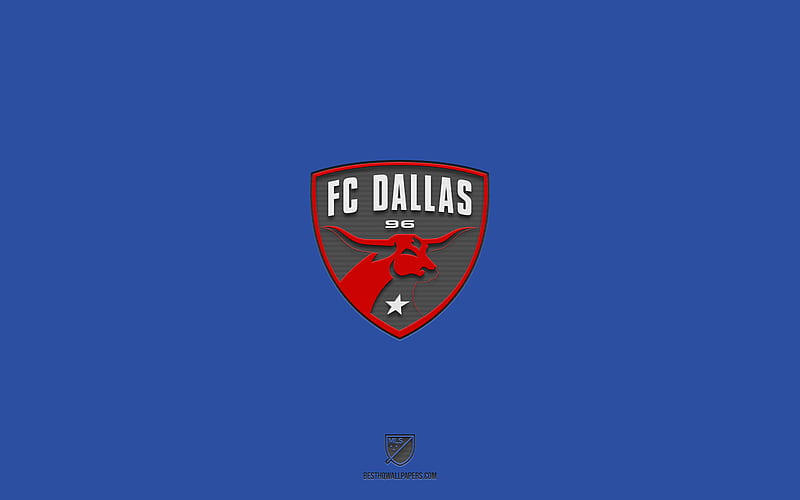 FC Dallas, blue background, American soccer team, FC Dallas emblem, MLS, Texas, USA, soccer, FC Dallas logo, HD wallpaper