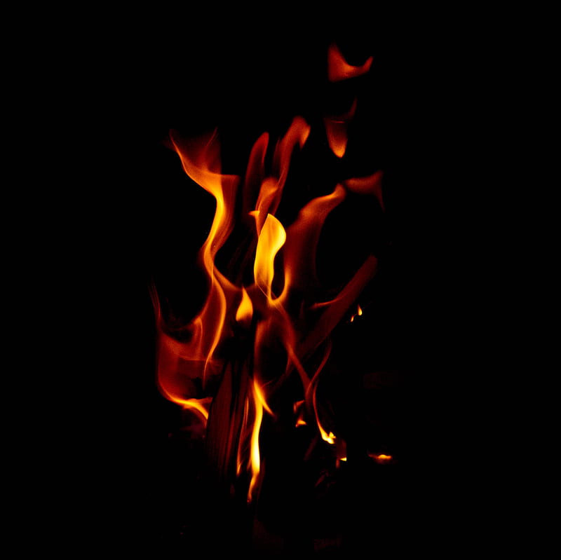 flame, fire, black, sparks, HD wallpaper