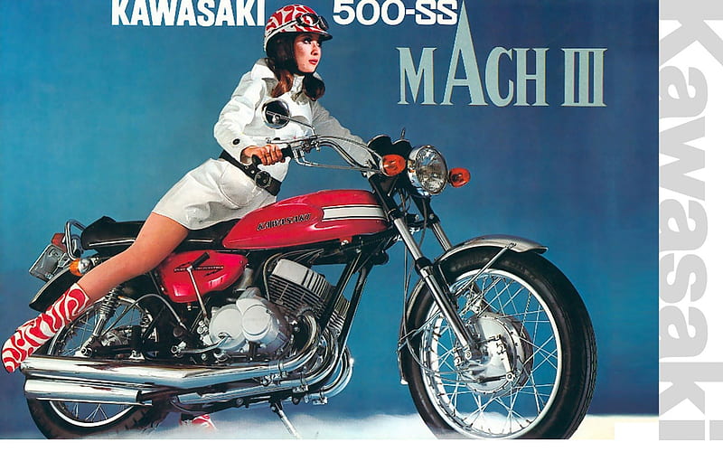 Kawasaki Mach III, kawasaki, mach, classic, old, motorcycle, HD wallpaper