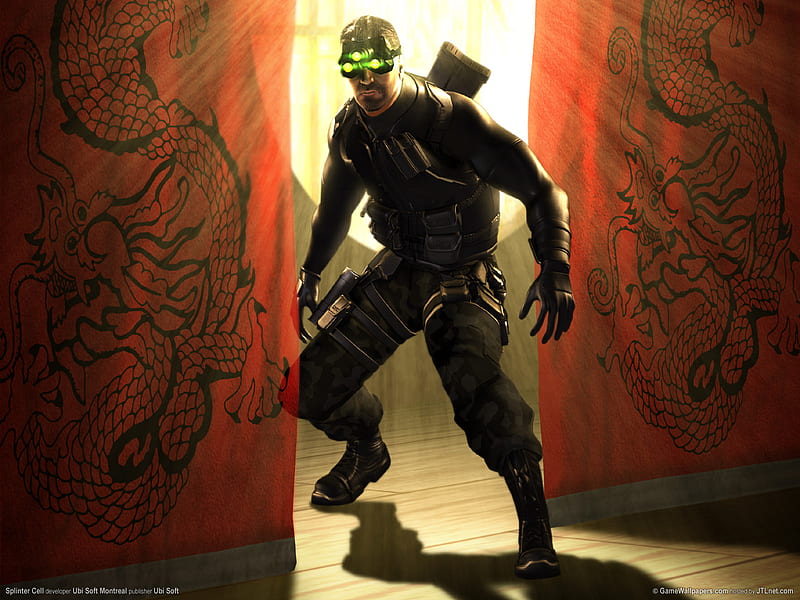 Splinter Cell, enemy, soldier, action, agent, ubisoft, video game, tom clancy, chaos theory, spy, adventure, mission, gun, weapon, night, HD wallpaper