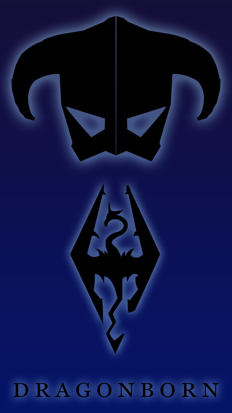 Skyrim Dragonborn, art, black, logo, hop, HD phone wallpaper