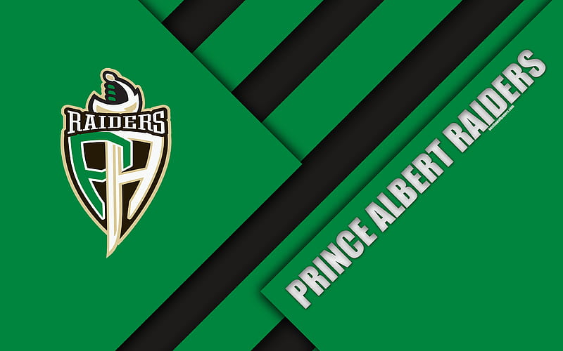 Prince Albert Raiders, WHL Canadian hockey club, material design, logo, green black abstraction, Saskatchewan, Prince Albert, Canada, Western Hockey League, HD wallpaper