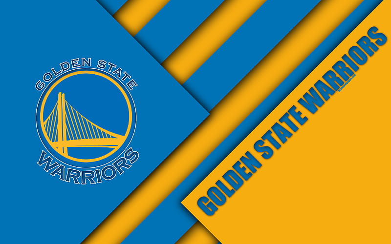 Golden State Warriors logo, yellow blue abstraction, material design, American basketball club, NBA, Oakland, California, USA, basketball, HD wallpaper