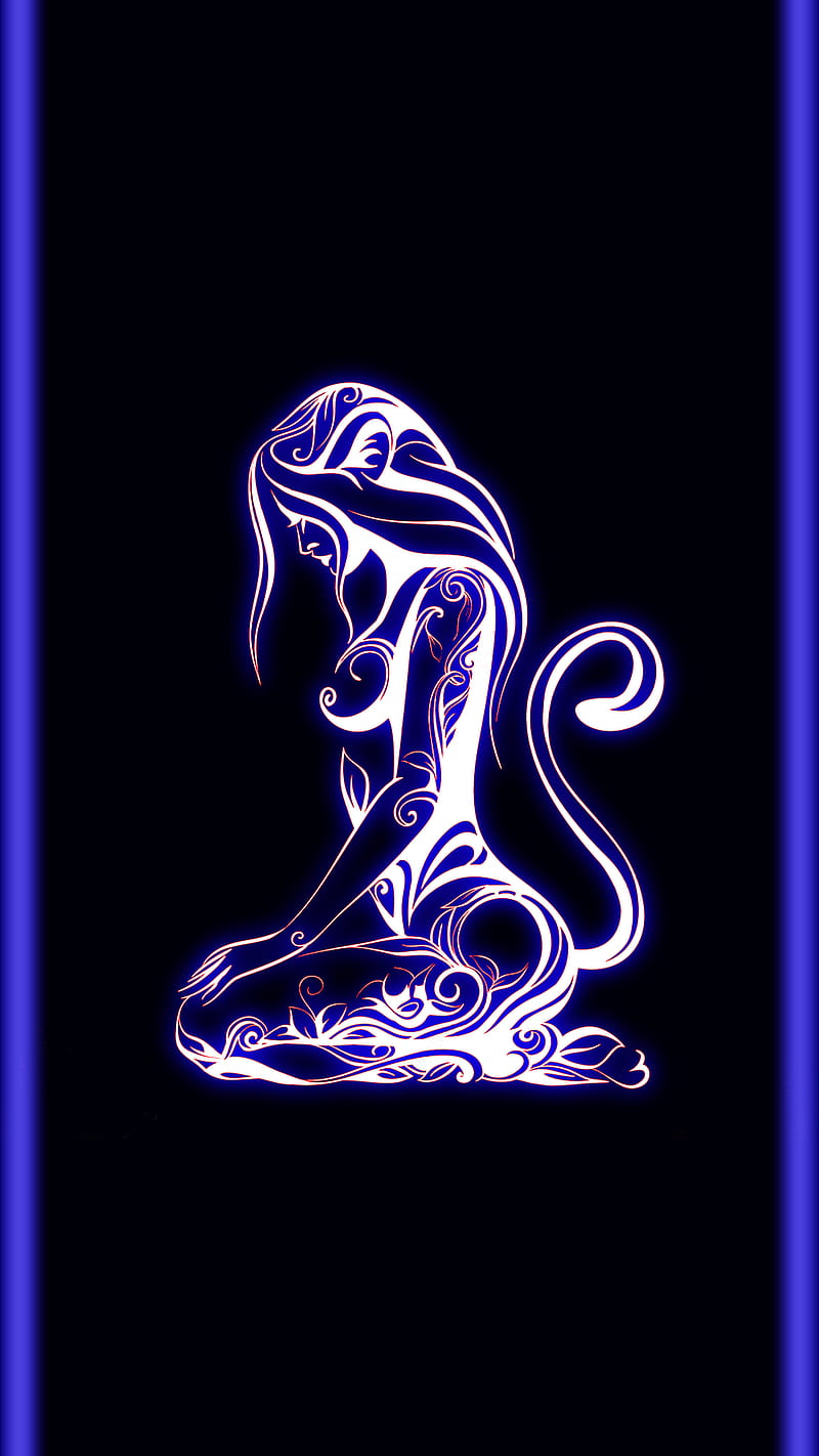 woman, black, blue, girl, tatoo, HD phone wallpaper