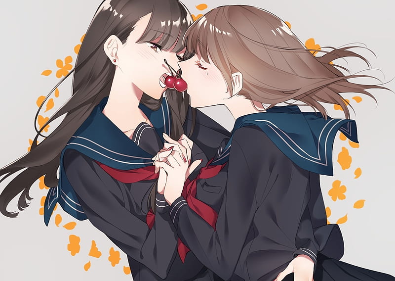 Cherry Kiss, Anime Couple, Couple, Anime, School uniform, Embrace, Long  Hair, HD wallpaper | Peakpx