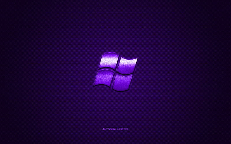 Windows logo, purple shiny logo, Windows metal emblem, for Windows devices, purple carbon fiber texture, Windows, brands, creative art, HD wallpaper
