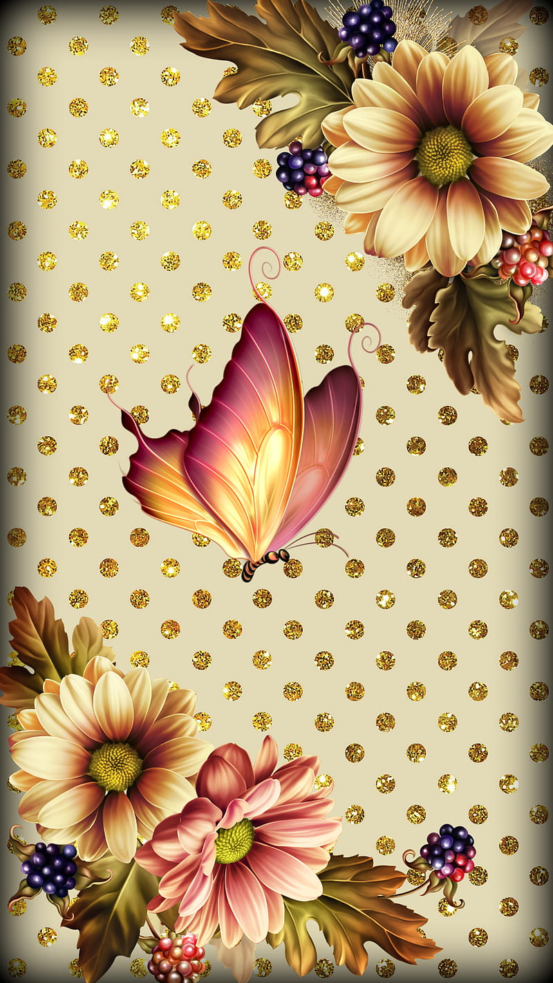 Sueños dorados, mariposa, flores, naturaleza, rosa, Fondo de pantalla de  teléfono HD | Peakpx