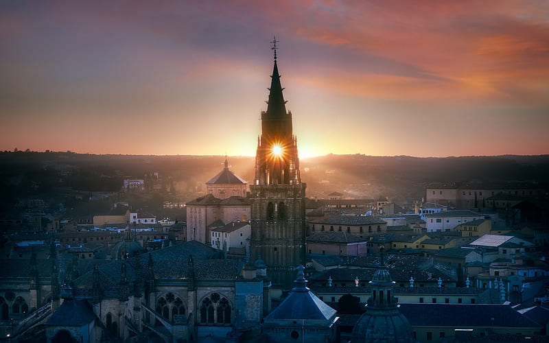 Toledo, cityscapes, church, Spain, Europe, HD wallpaper