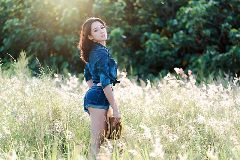 Beauty, cowgirl, girl, model, jeans, summer, woman, blue, hat, HD ...