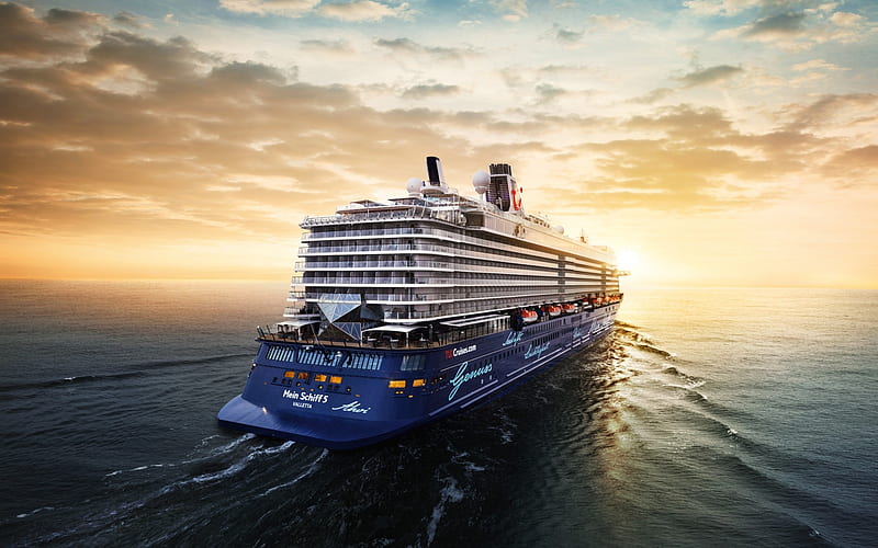 cruise liner, passenger liner, luxury ship, sea, Schiff, TUI, Royal Caribbean Cruises, Mein Schiff 5, TUI Cruises, HD wallpaper