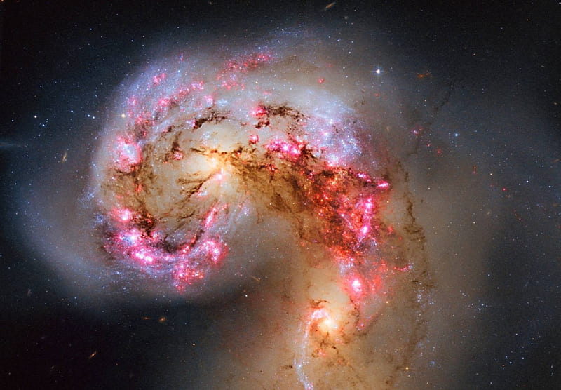 The Antennae Galaxies in Collision, stars, cool, space, fun, galaxy, HD wallpaper
