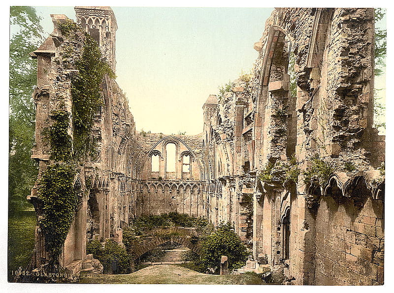 Glastonbury Abbey, England 1890-1900, ruins, abbey, castle, england, HD wallpaper