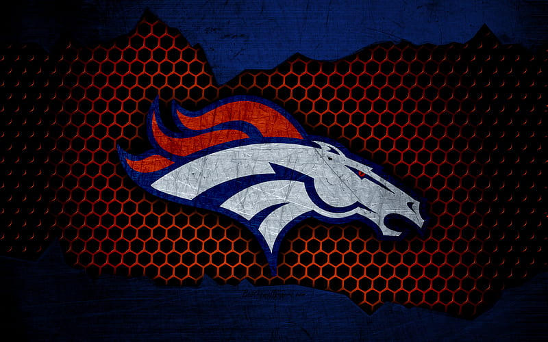 Denver Broncos logo, NFL, american football, AFC, USA, grunge, metal texture, West Division, HD wallpaper