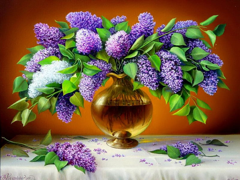 Still life with lilac, lilac, pretty, vase, bonito, fragrance, still