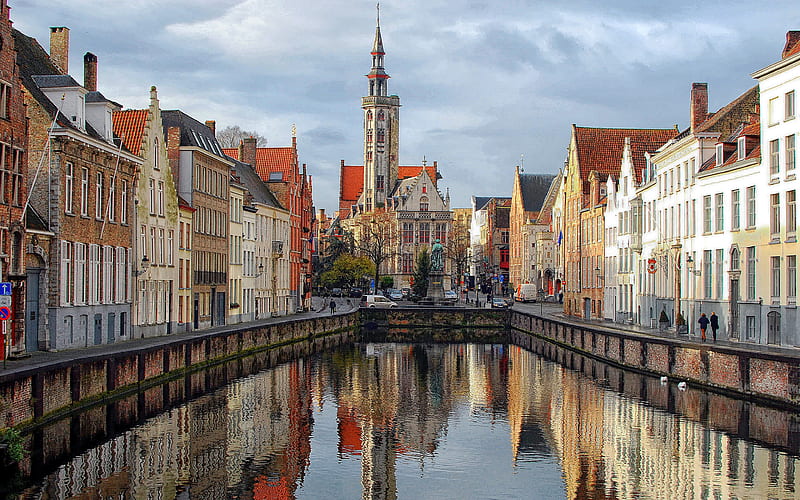Bruges, Belgium, Bruges, Belgium, houses, town, HD wallpaper
