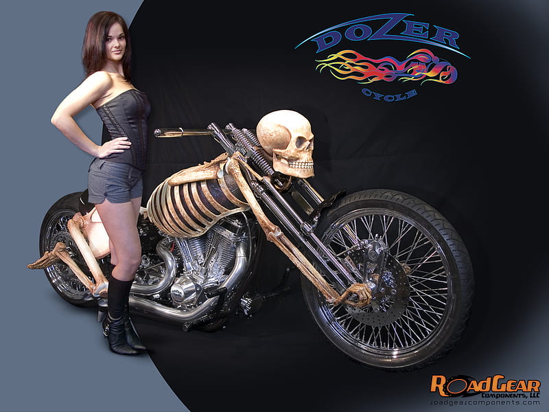Bone Bike, custom, babe, bike, model, HD wallpaper