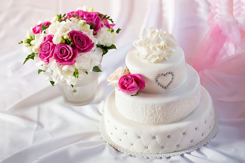 Food, Flower, Cake, White Flower, Pink Flower, Pastry, Wedding Cake, HD wallpaper