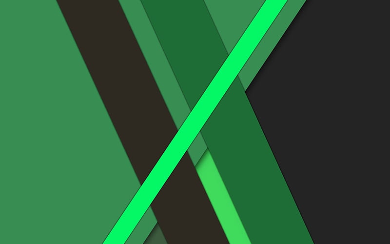 green abstraction, material design, android, geometric abstraction, green lines, HD wallpaper