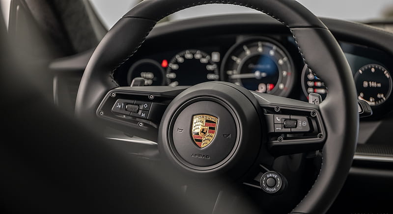 2021 Porsche 911 Turbo S Cabrio (Color: Lava Orange) - Interior, Steering Wheel , car, HD wallpaper