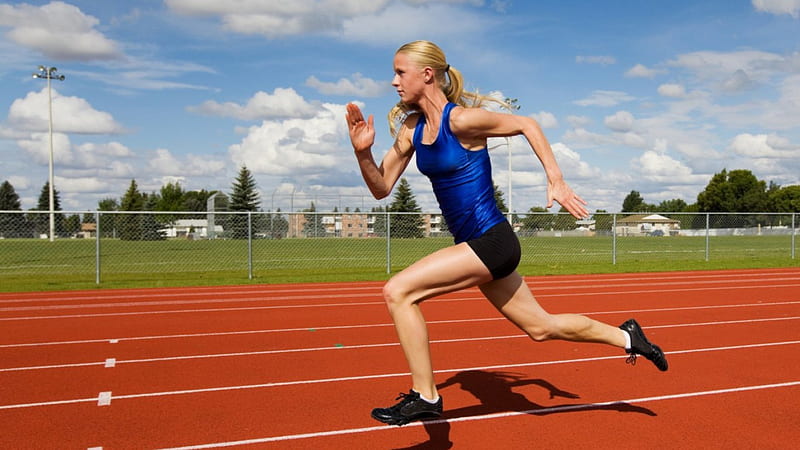 Sprinting blonde, female, track and field, esports, athletic, HD wallpaper  | Peakpx