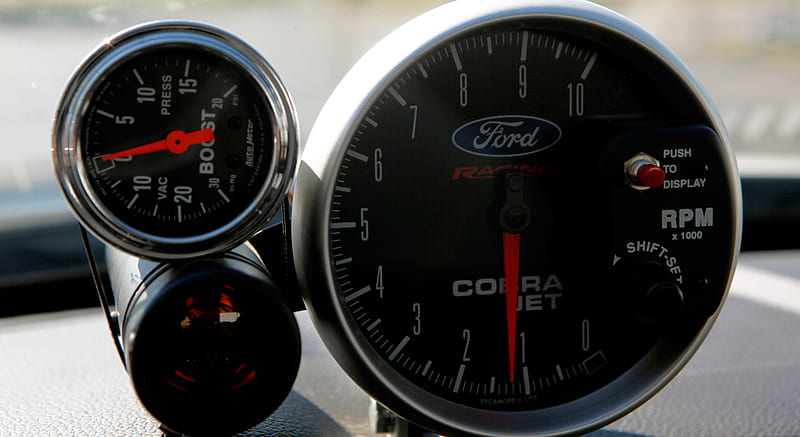 2012 Ford Mustang Cobra Jet Twin-Turbo Concept Gauges , car, HD wallpaper