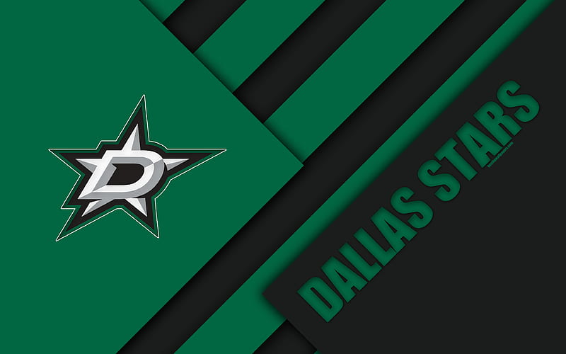 Dallas Stars material design, logo, NHL, green black abstraction, lines, American hockey club, Dallas, Texas, USA, National Hockey League, HD wallpaper