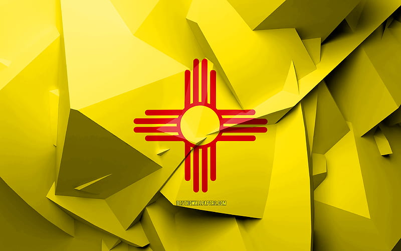 Flag of New Mexico, geometric art, american states, New Mexico flag, creative, New Mexico, administrative districts, New Mexico 3D flag, United States of America, North America, USA, HD wallpaper