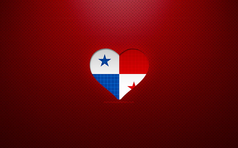 I Love Panama North American countries, red dotted background, Panamanian flag heart, Panama, favorite countries, Love Panama, Panamanian flag, HD wallpaper