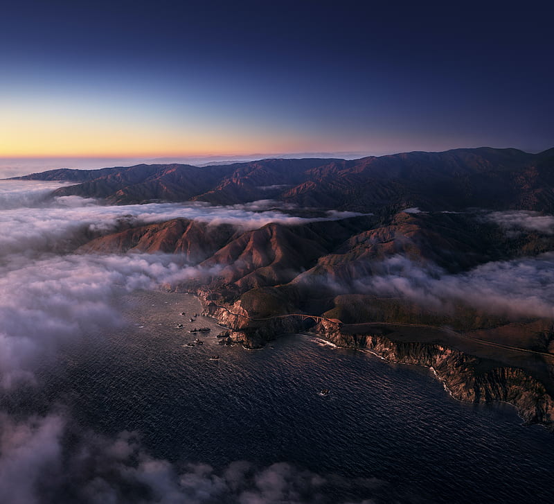 Earth, Big Sur, Aerial, Apple Inc., Cloud, Coastline, Landscape, Mountain, Ocean, HD wallpaper