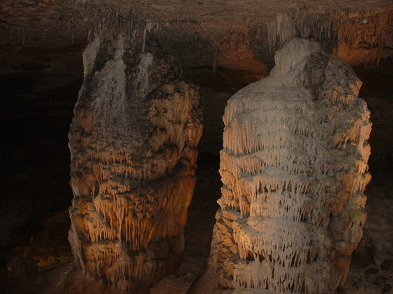 Twin Columns, mo, twin colums, fantastic caverns, limestone, caves, HD wallpaper