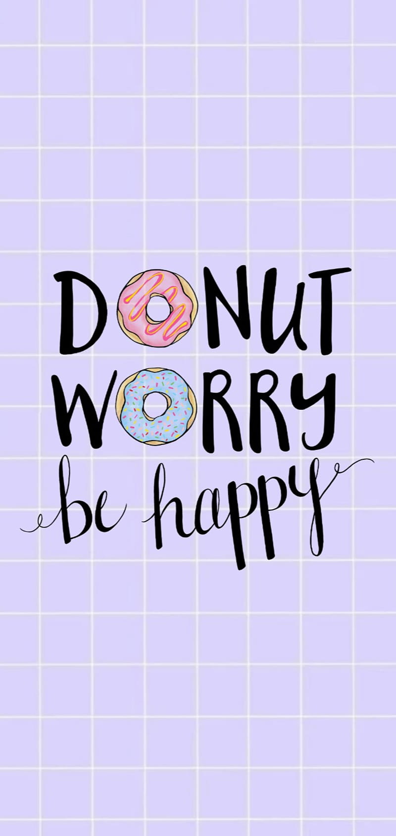 Donut Worry, dona, background, fondo de donas, purple, purple, HD phone wallpaper