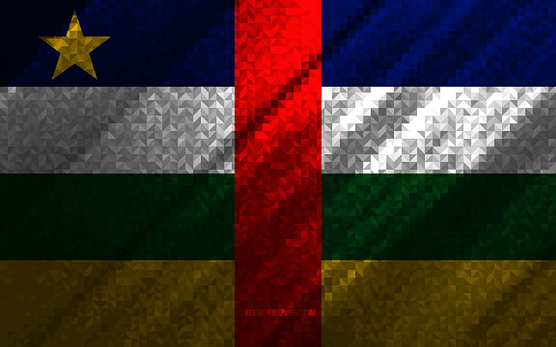 Flag of Central African Republic, multicolored abstraction, Central African Republic mosaic flag, Central African Republic, mosaic art, Central African Republic flag, HD wallpaper