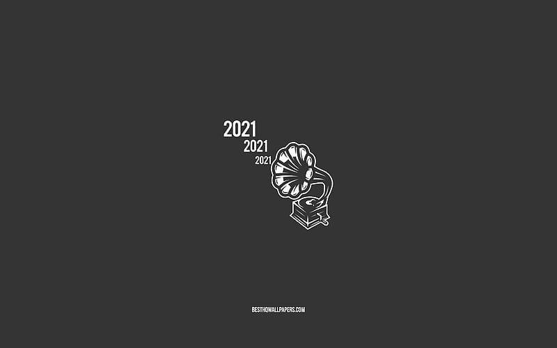 2021 New Year, gramophone, 2021 minimalism art, Happy New Year 2021, 2021 music background, 2021 concepts, HD wallpaper