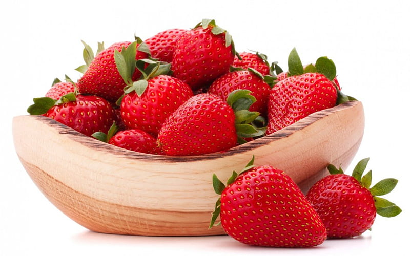 Fresh Strawberries, red, berries, fruits, strawberries, bowl, HD wallpaper