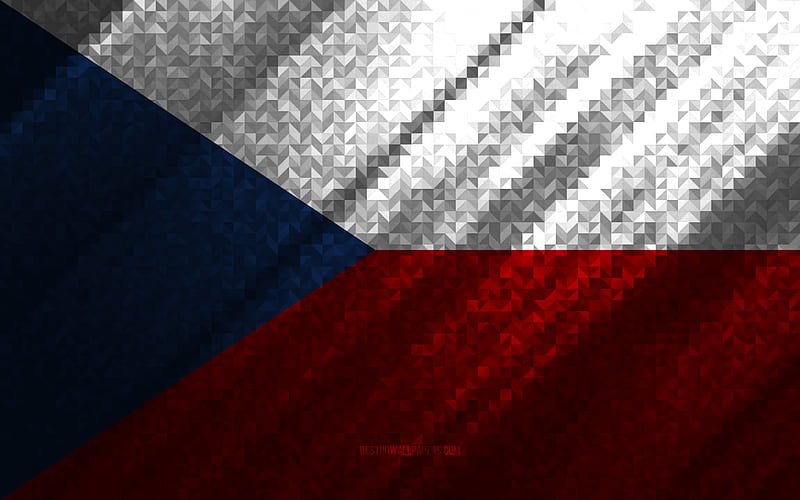 Flag of Czech Republic, multicolored abstraction, Czech Republic mosaic flag, Europe, Czech Republic, mosaic art, Czech Republic flag, HD wallpaper