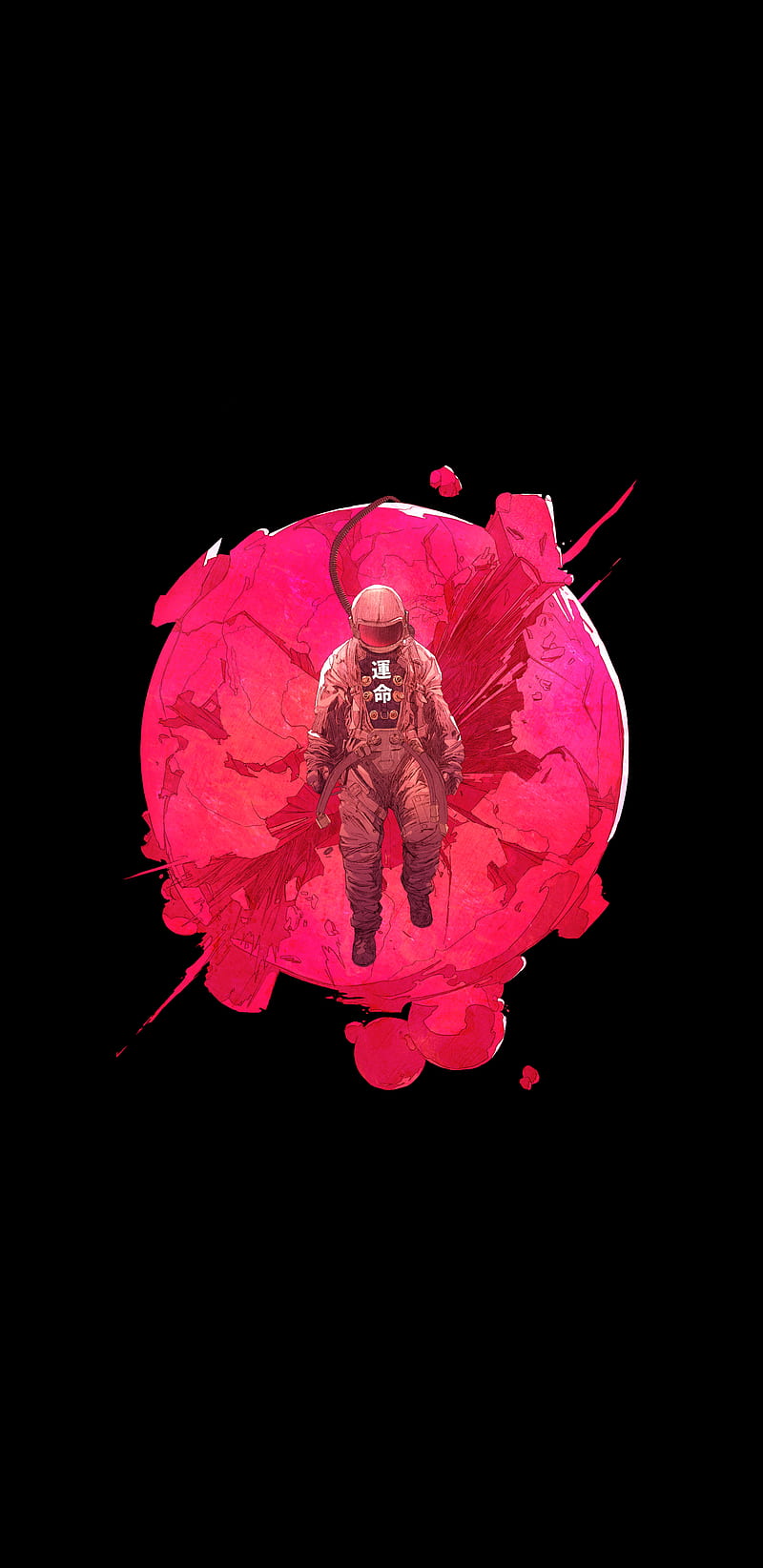 artwork, astronaut, red, pink, HD phone wallpaper