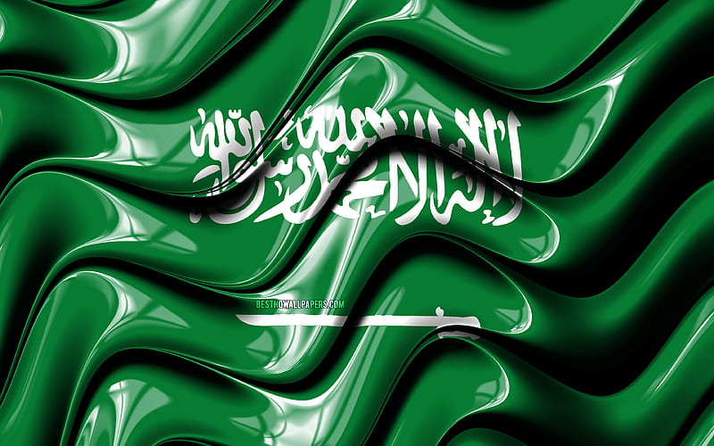 Saudi flag Asia, national symbols, Flag of Saudi Arabia, 3D art, Saudi Arabia, Asian countries, Saudi Arabia 3D flag, HD wallpaper