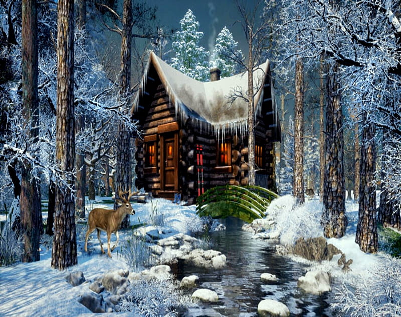 Cozy Winter House Snow House Nature Winter Trees HD wallpaper  Peakpx
