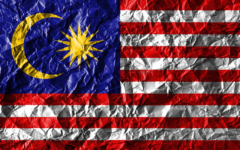 Malaysian flag crumpled paper, Asian countries, creative, Flag of Malaysia, national symbols, Asia, Malaysia 3D flag, Malaysia, HD wallpaper