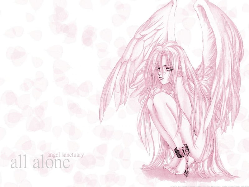 All Alone, pink tones, alone, ankle chain, angel, HD wallpaper