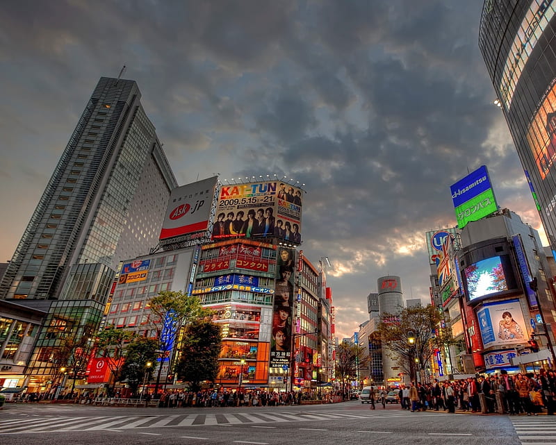 Japan Tokyo, evening, town, HD wallpaper