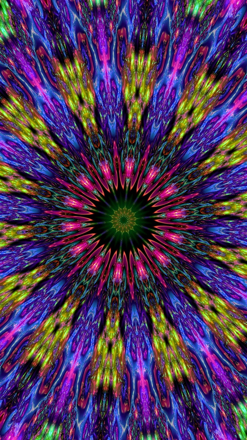 Eyecatcher, purple, mandala, explosion, desenho, green, neon, HD phone wallpaper