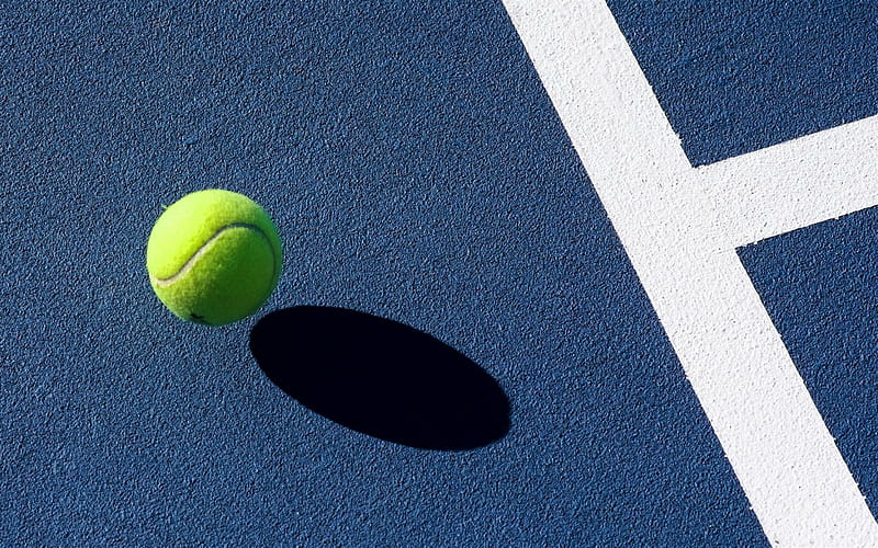 tennis, blue tennis court, lines, sports concepts, tennis ball, HD wallpaper