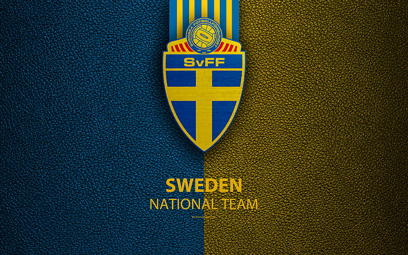 Sweden football team leather texture, emblem, logo, football, Sweden, HD wallpaper
