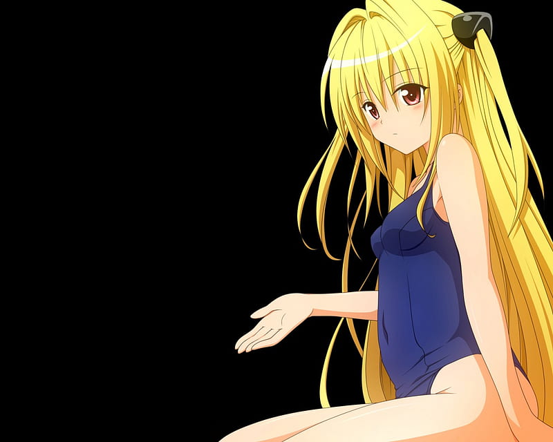 Pretty Girl, red, swimsuit, dress brown, long, background, blush, yellow,  hair anime, HD wallpaper | Peakpx
