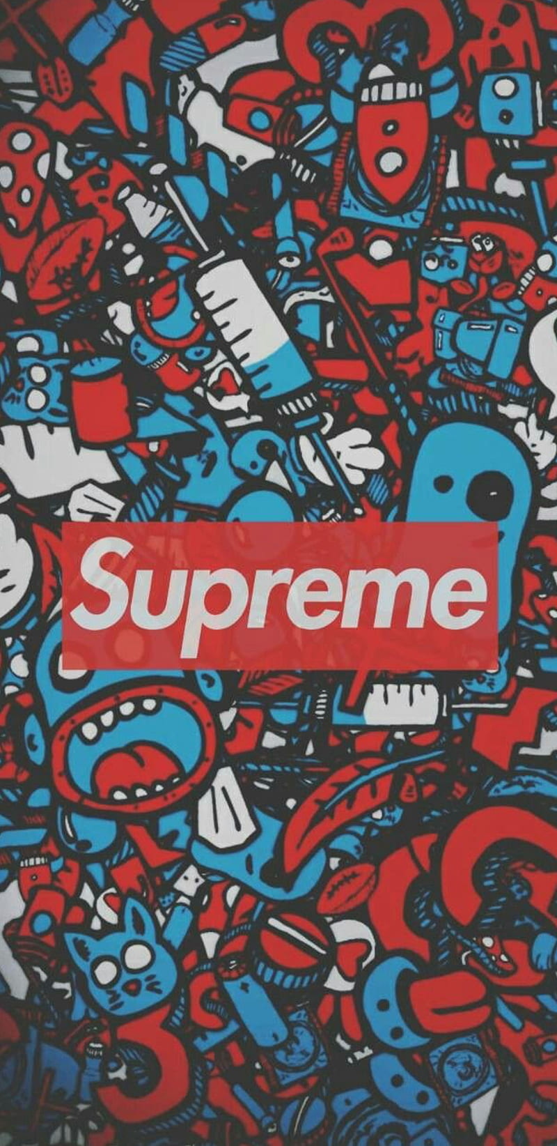 supreme, sticker, sticker bomb, HD phone wallpaper