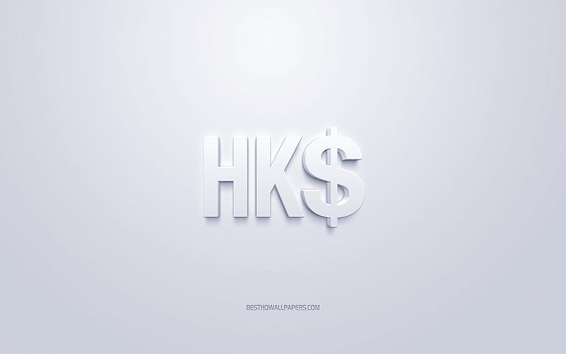 Hong Kong dollar symbol, currency sign, Hong Kong dollar, white 3D Hong Kong dollar sign, Hong Kong dollar Currency, white background, HD wallpaper