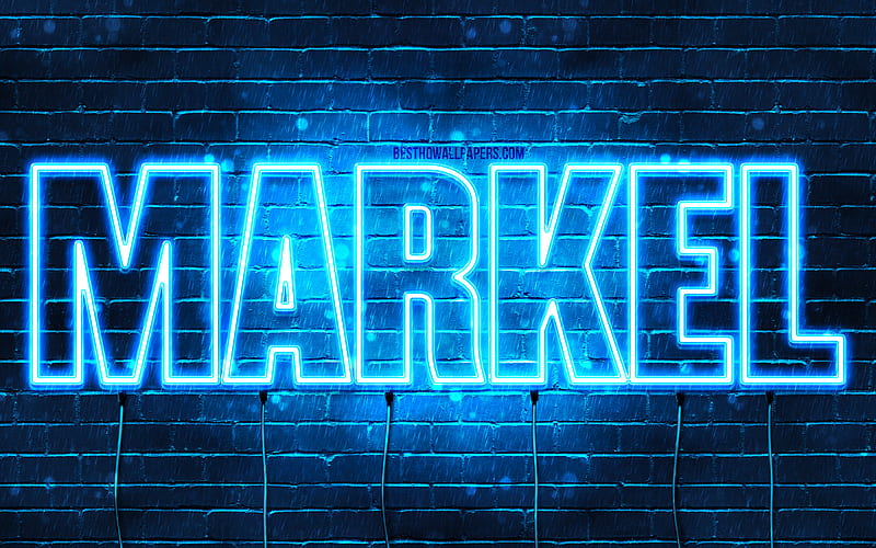 Markel with names, Markel name, blue neon lights, Happy Birtay Markel, popular spanish male names, with Markel name, HD wallpaper